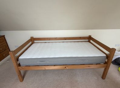 Solid Wood Single Bed Frame with IKEA mattress