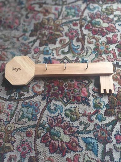 Wooden Key-Shaped Key Hanger