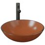 Bathroom Sink with Tap and Push Drain Brown Tempered Glass Image 3