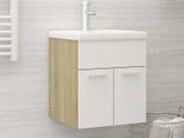 Sink Cabinet with Built-in Basin White and Sonoma Oak Chipboard