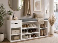 main image for ad Shoe Storage Bench White  with Cushion &amp; Drawer