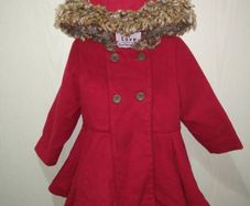 Red Christmas Coat with Fur Collar