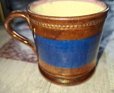 Antique 19th-Century English Copper Luster Child's Mug Postage Available or Collection