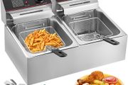 Commercial Deep Fryer 12L Electric Fryer 5000W Twin Basket YB-82 Dual Tank Electric Deep Fryer Countertop Stainless Steel French Fry for Commercial Uses