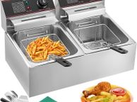 main image for ad Commercial Deep Fryer 12L Electric Fryer 5000W Twin Basket YB-82 Dual Tank Electric Deep Fryer Countertop Stainless Steel French Fry for Commercial Uses