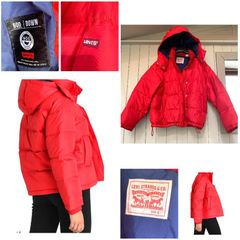 Levi's bubble down puffer jacket red chic gorgeous ethically produced