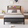 3ft Upholstered Bed Frame with Charging Station/USB Ports and LED Lights Image 9