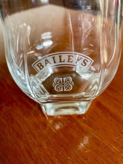 Pair Vintage Footed Hexagon Baileys Irish Cream Glassware