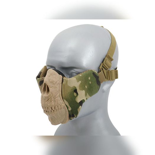 Airsoft - Half Face Skull Mask - Padded Multicam