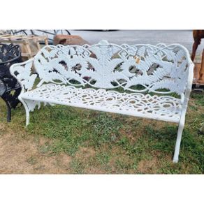 Bench Large Fern & Leaf Cast Iron White CH R 713 W