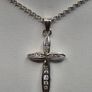 Vintage Sterling Silver 925 Cross Pendant Necklace CZ Stones Image 2