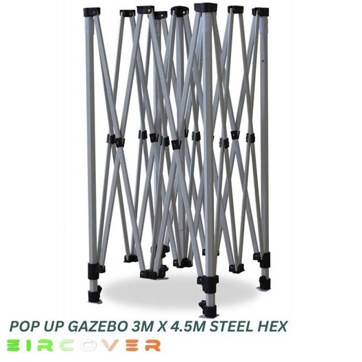 Heavy Duty Pop Up Gazebo Steel 40mm Hex 3m x 4.5m