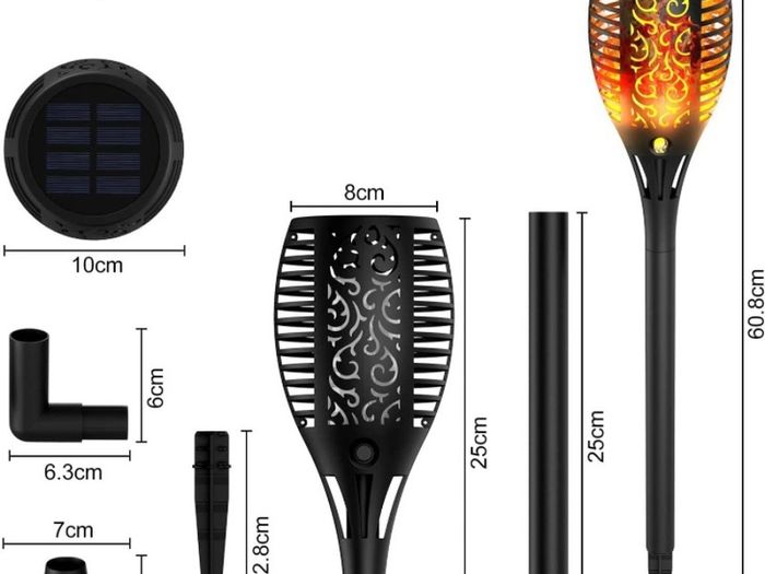 Solar Lights Outdoor Garden, 4 Pack 33LED Waterproof Solar Flickering Dancing Flame Pathway Lights, Dusk to Dawn Auto On and Off for Garden Patio Deck Yard Driveway Pathway