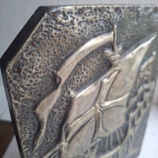 Arts & Crafts Repousse Galleon Ship Bookends