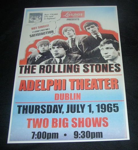 The Rolling Stones repro concert poster Adelphi Theater Dublin 1965