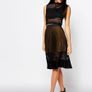 River Island khaki and Black pleated midi skirt Image 3