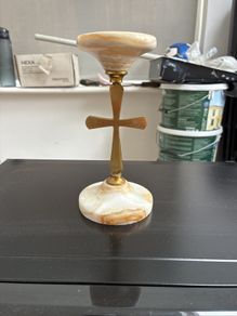 Marble & brass candle holder