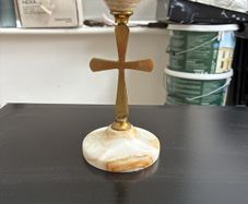 Marble & brass candle holder