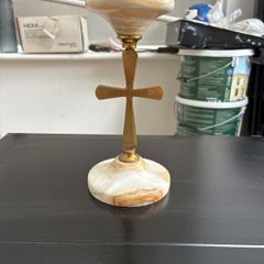Marble & brass candle holder