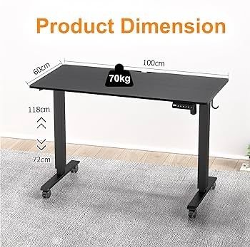 NEW SALE | Height Adjustable Electric Standing Desk - 100x60 cm Stand Up Table Desk Thick Splice Board, Smart Control Panel 3 Memory Heights, Anti-Collision System, Sit Stand Desk for Home Office
