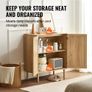 Cabinet, Rattan Storage Cabinet with 2 Magnetic Doors and Adjustable Shelves, Sideboard Buffet Cabinet for Hallway, Entryway, Living Room, or Kitchen, Natural Image 2