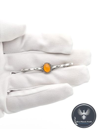 Vintage Carnelian Silver Bar Brooch