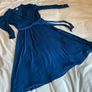 Stunning H&M royal Blue wrap style dress with tie waist long sleeve Image 4