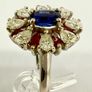 Kashmir Kyanite, African Ruby Moissanite Cluster Ring Image 6