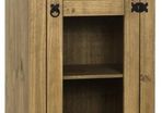 Corona 1 Door 2 Drawer Glass Display Unit in Distressed Waxed Pine/Clear Glass
