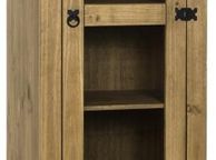 main image for ad Corona 1 Door 2 Drawer Glass Display Unit in Distressed Waxed Pine/Clear Glass