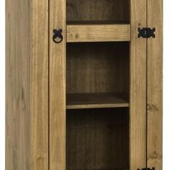 Corona 1 Door 2 Drawer Glass Display Unit in Distressed Waxed Pine/Clear Glass