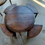 Vintage round nest of tables central round table four pie slice nesting tables tucked underneath Image 8
