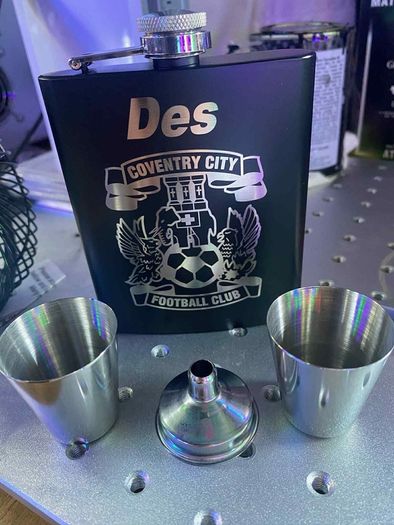 coventry fc whisky hip flask gift set