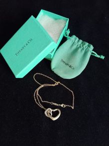 Tiffany and Co silver pendant, double Open Heart, Elsa Peretti