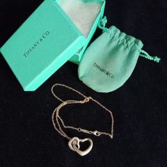 Tiffany and Co silver pendant, double Open Heart, Elsa Peretti