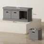 Three-Drawer Shoe Storage Bench, with Padded Top Seat - Grey Image 6