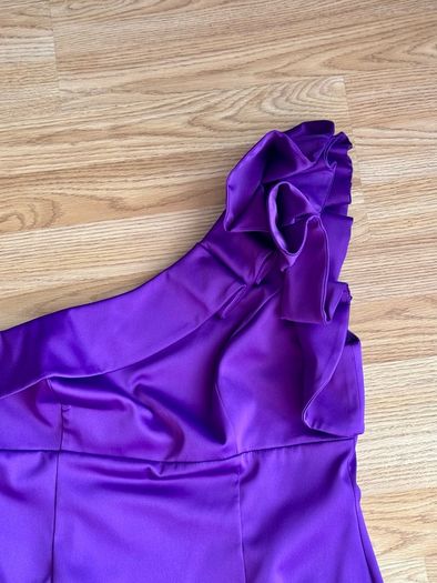 Apart Glamour Purple Satin One-Shoulder Occasion Dress - Size 14