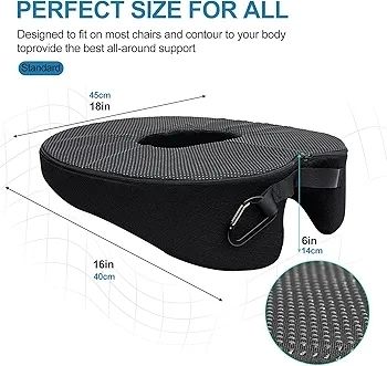 Donut Pillow Donut Cushion Chair Seat Cushion - The Memory Foam Firm Coccyx Pad You Need for Comfort During Long Sitting at Office Chairs, Gaming & Car Seats!(A-Black, Standard)