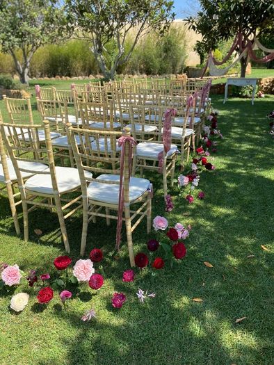 Handmade ribbons/bows for wedding chairs/pews, very light pink (almost cream), total 16, LIGHTER COLOR THAN ONES IN LAST PHOTO (but same style and material used for both)