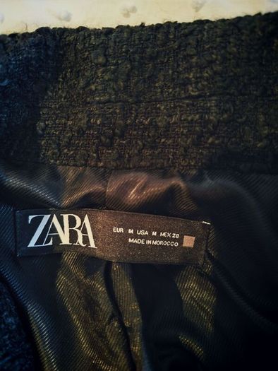 Zara Tweed Style Black Blazer Coat