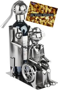 Unique Wine Bottle Holder  Caregiver with Wheelchair User | Handmade Metal Gift for Nurses, Carers & Special Occasions