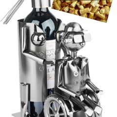 Unique Wine Bottle Holder  Caregiver with Wheelchair User | Handmade Metal Gift for Nurses, Carers & Special Occasions