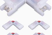 Adjustable 90-Degree L-Shaped Connectors, 2-Pin 8Mm, 5pcs, for 5050 RGB LED Strip Lights with a Width, Designed for Solderless Snap-In Connections