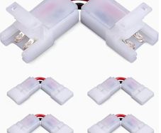 Adjustable 90-Degree L-Shaped Connectors, 2-Pin 8Mm, 5pcs, for 5050 RGB LED Strip Lights with a Width, Designed for Solderless Snap-In Connections