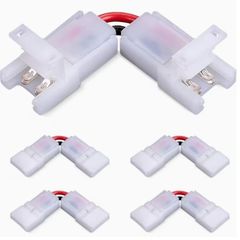 Adjustable 90-Degree L-Shaped Connectors, 2-Pin 8Mm, 5pcs, for 5050 RGB LED Strip Lights with a Width, Designed for Solderless Snap-In Connections