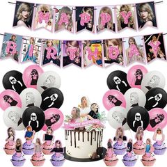 FREE P&P | Taylor Singer Birthday Decorations Popular Taylor Singer Birthday Party Supplies Happy Birthday Banner, Cake Toppers & Cupcake Toppers, Balloons