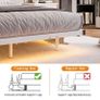4ft6 Floating Double Bed Frame Upholstered Platform Bed with Storage Shelf Headboard,Charging Station/LED Lights,Metal Slat Support/Noise Free,No Box Spring Needed,135x190 Double Size,White Image 8