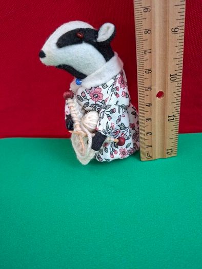 Handmade Felt Badger Figurine