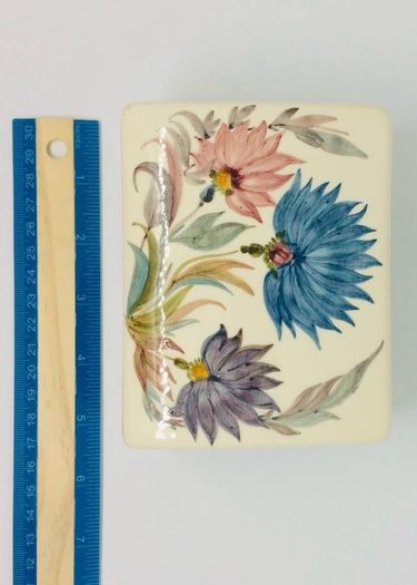Vintage French ceramic hand-painted trinket box