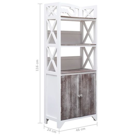Bathroom Cabinet White and Brown 46x24x116 cm Paulownia Wood